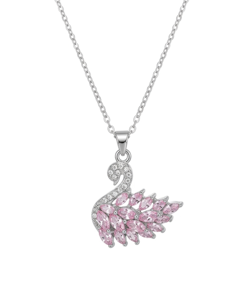 Collar BEAUTÉ de acero inoxidable 316L con zirconitas rosadas y blancas — Salenzo Colombia